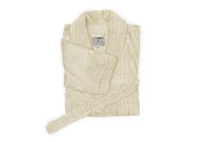 LINNICK Flanel Fleece Badjas Croco - ivoor