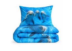 Eleganzzz Eazy Kinderdekbed Zonder Overtrek Inclusief Kussensloop Cute Ocean - blue 140x200cm
