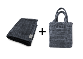 LINNICK Flanel Fleece Deken Crocodile - dark grey 200x220cm
