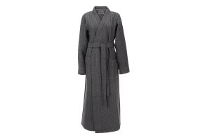 LINNICK Sauna Badjas Wafel Katoen Kuitlengte - dark grey
