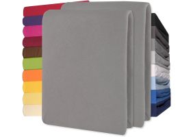 Lucina Topper Hoeslaken Jersey Katoen Stretch Set van 2 - donker grijs 90x200cm - 100x200cm