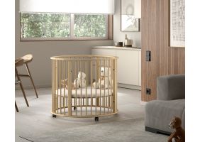 JAXX Baby Box Dino Rond met Verstelbare Bodem - Ø90cm natural