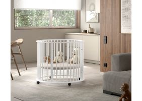 JAXX Baby Box Dino Rond met Verstelbare Bodem - Ø90cm white