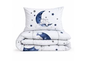 Eleganzzz Eazy Kinderdekbed Zonder Overtrek Inclusief Kussensloop Elephant Moon - blue 140x200cm