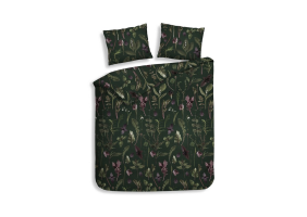 Heckett Lane Dekbedovertrek Flanel Florian - dark green 200x200/220cm