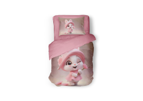 Eleganzzz Kinder Dekbedovertrek Micropercal Fluffy Ears - old rose 140x200/220cm