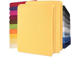 Lucina Hoeslaken Jersey Katoen Stretch 30cm Hoge Hoek Set van 2 - geel 90x200cm - 100x200cm