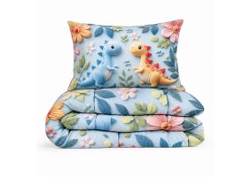 Eleganzzz Eazy Kinderdekbed Zonder Overtrek Inclusief Kussensloop Happy Dino's - blue 140x200cm