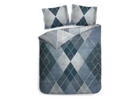 Heckett Lane Dekbedovertrek Katoen Twill Danny - shady blue 240x200/220cm