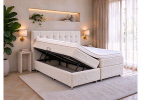 Boxspring Compleet Antwerpen Teddy met Opbergruimte - beige