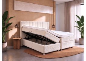 Boxspring Compleet Impera Teddy met Opbergruimte - beige