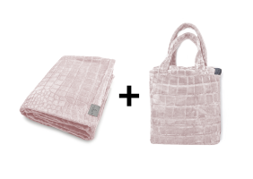 LINNICK Flanel Fleece Deken Crocodile - light pink 200x220cm