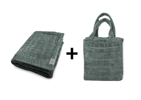 LINNICK Flanel Fleece Deken Crocodile - olive green 200x220cm