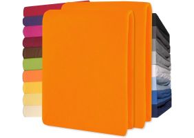 Lucina Hoeslaken Jersey Katoen Stretch 30cm Hoge Hoek Set van 2 - oranje 90x200cm - 100x200cm