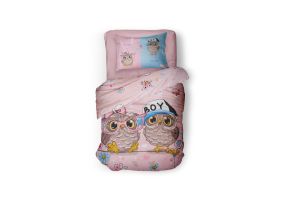 LINNICK Kinder Dekbedovertrek 100% katoen Puhu - roze 140x200cm