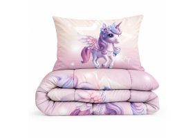 Eleganzzz Eazy Kinderdekbed Zonder Overtrek Inclusief Kussensloop Purple Unicorn - purple 140x200cm