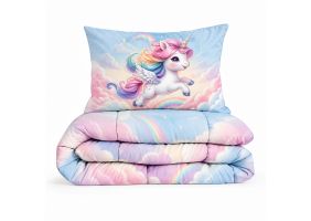 Eleganzzz Eazy Kinderdekbed Zonder Overtrek Inclusief Kussensloop Rainbow Unicorn - multi 140x200cm