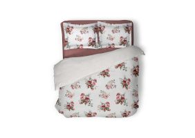 LINNICK Dekbedovertrek Katoen Raspberry - white