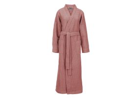 LINNICK Sauna Badjas Wafel Katoen Kuitlengte - rose
