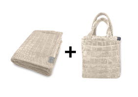 LINNICK Flanel Fleece Deken Crocodile - shady sand 200x220cm