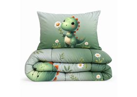 Eleganzzz Eazy Kinderdekbed Zonder Overtrek Inclusief Kussensloop Sleeposaurus - green 140x200cm