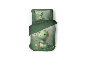 Eleganzzz Kinder Dekbedovertrek Micropercal Sleeposaurus - green 140x200/220cm