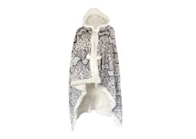 LINNICK Hoodie Flanel Fleece Deken Met Capuchon Snake - naturel - 130x180cm