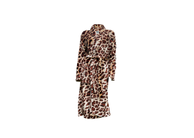 LINNICK Flanel Fleece Badjas Leopard - bruin
