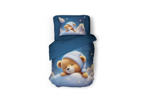 Eleganzzz Kinder Dekbedovertrek Micropercal Snuggle Bear - blue 140x200/220cm