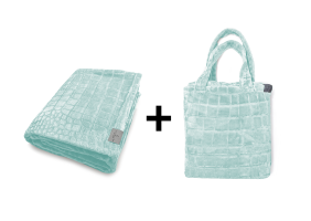 LINNICK Flanel Fleece Deken Crocodile - soft green 200x220cm