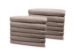 Eleganzzz Badstof Handdoek 100% Katoen 50x100cm - taupe - Set van 12