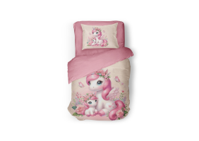 Eleganzzz Kinder Dekbedovertrek Micropercal Unicorn Glow - pink 140x200/220cm