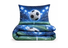 Eleganzzz Eazy Kinderdekbed Zonder Overtrek Inclusief Kussensloop Football Glory - blue 140x200cm