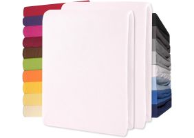Lucina Hoeslaken Jersey Katoen Stretch 30cm Hoge Hoek Set van 2 - wit 90x200cm - 100x200cm