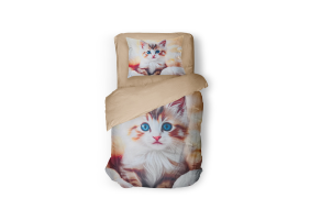 Eleganzzz Kinder Dekbedovertrek Micropercal Yellow Kitty - yellow 140x200/220cm