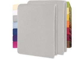 Lucina Topper Hoeslaken Jersey Katoen Stretch Set van 2 - zilver grijs 90x200cm - 100x200cm