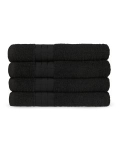Good Morning Badstof Handdoek 100% Katoen 50x100cm - black - Set van 4