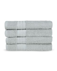 Good Morning Badstof Handdoek 100% Katoen 50x100cm - silver - Set van 4