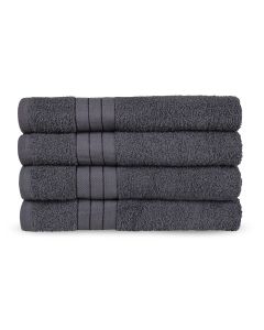 Good Morning Badstof Handdoek 100% Katoen 50x100cm - anthracite - Set van 4