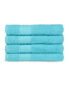 Good Morning Badstof Handdoek 100% Katoen 50x100cm - aqua - Set van 4