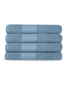 Good Morning Badstof Handdoek 100% Katoen 50x100cm - blue - Set van 4