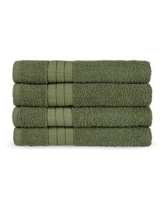 Good Morning Badstof Handdoek 100% Katoen 50x100cm - green - Set van 4