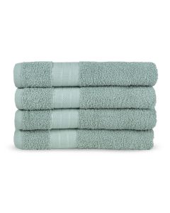 Good Morning Badstof Handdoek 100% Katoen 50x100cm - olive green - Set van 4