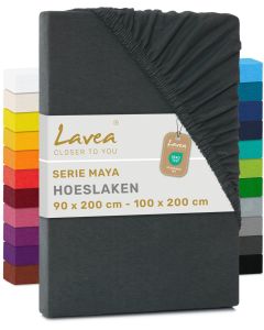 Lavea Hoeslaken Jersey Katoen Stretch 33cm Hoge Hoek - antraciet