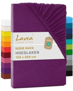 Lavea Hoeslaken Jersey Katoen Stretch 33cm Hoge Hoek - lila