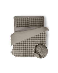 Eleganzzz Dekbedovertrek Shiny Bubble Pom Pom Flanel Fleece - beige