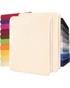 Lucina Hoeslaken Jersey Katoen Stretch 30cm Hoge Hoek Set van 2 - beige 90x200cm - 100x200cm