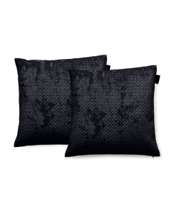 LINNICK Velvet Sierkussens - black 50x50cm - Set van 2