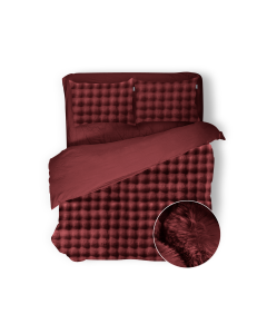 Eleganzzz Dekbedovertrek Shiny Bubble Pom Pom Flanel Fleece - bordeaux
