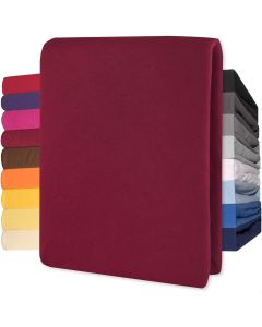 Lucina Topper Hoeslaken Jersey Katoen Stretch - bordeaux